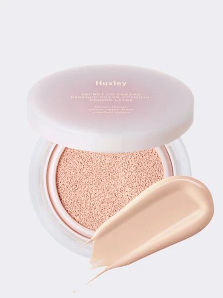 Тональный кушон с экстрактом опунции Huxley Essence Cover Cushion Unseen Layer 01 Desert Peach SPF23 PA++