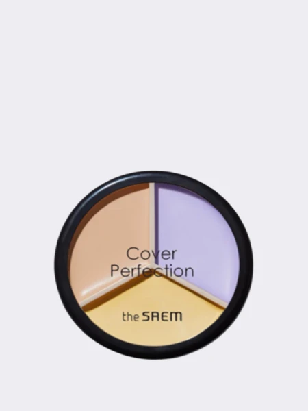 Палетка кремовых корректоров The Saem Cover Perfection Triple Pot Concealer 04 Tone Up Beige