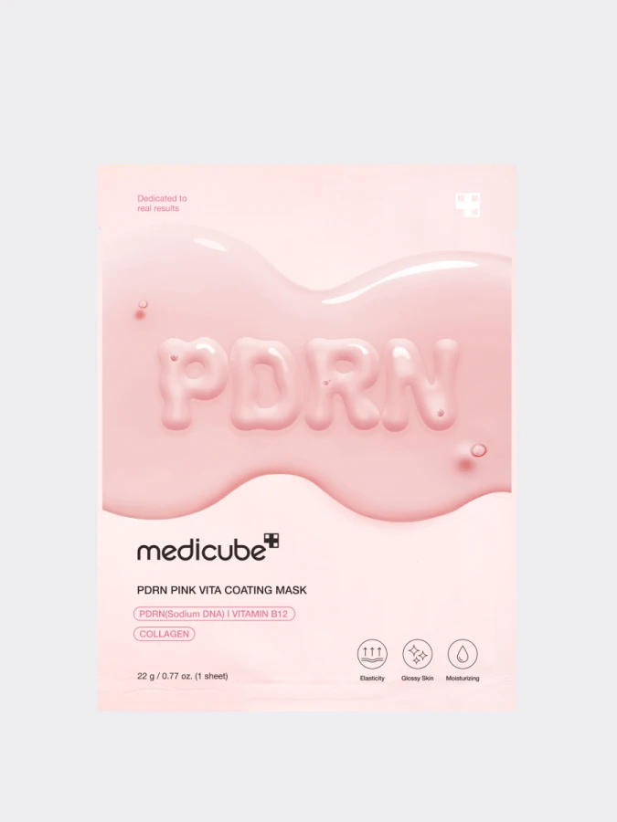 Укрепляющая тканевая маска с коллагеном и ПДРН Medicube PDRN Pink Vita Coating Mask