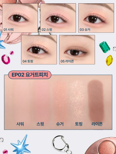 Компактная палетка теней в формате брелка fwee Pocket Eye Palette EP02 Yogurt Peach