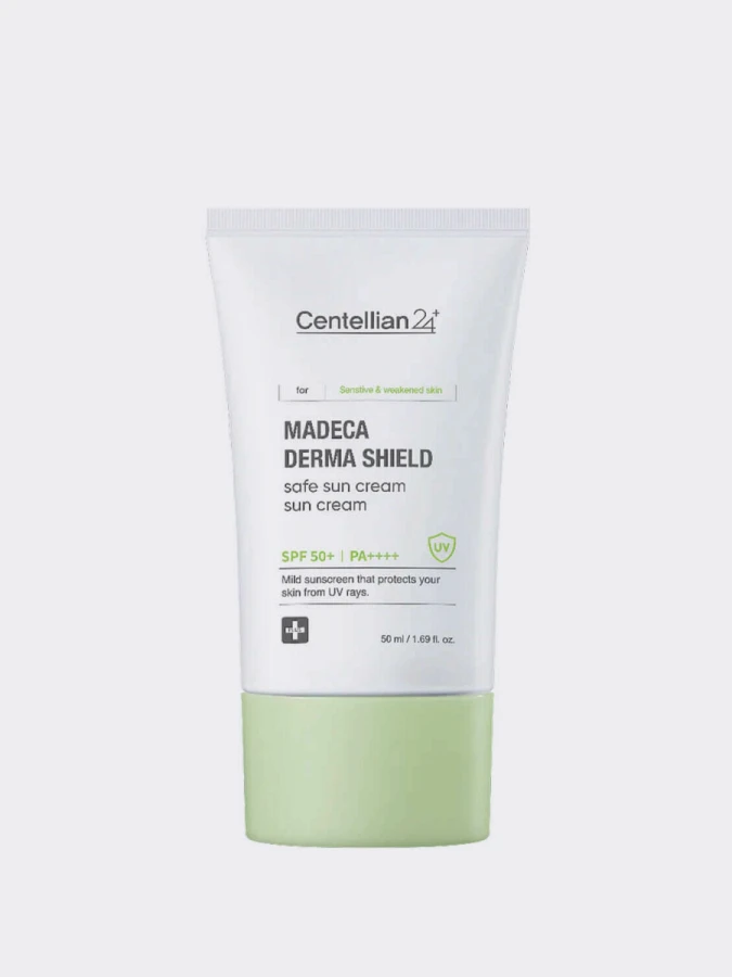 Успокаивающий солнцезащитный крем с экстрактом центеллы Centellian24 Madeca Derma Shield Safe Sun Cream