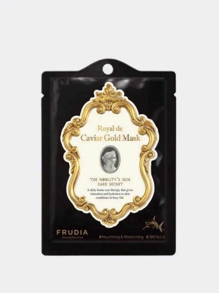 Омолаживающая тканевая маска с экстрактом икры и золотом FRUDIA Royal De Caviar Gold Mask