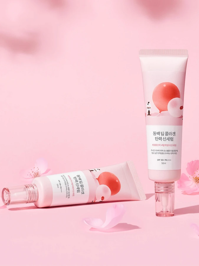 Солнцезащитный флюид с экстрактом камелии Round Lab Camellia Deep Collagen Firming Sun Serum SPF50+ PA++++