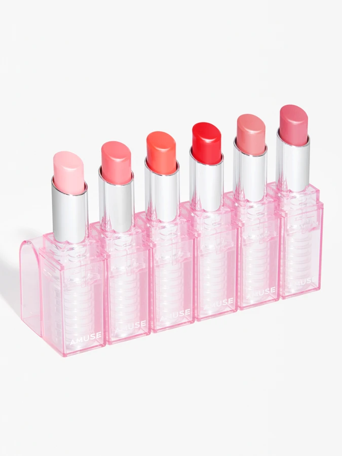 Увлажняющий оттеночный бальзам для губ в вишнёво-розовом оттенке AMUSE Dew Balm 04 Cherry