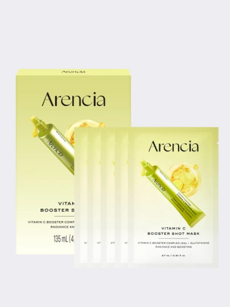 Набор осветляющих тканевых масок с витамином С и глутатионом Arencia Vitamin C Booster Shot Mask