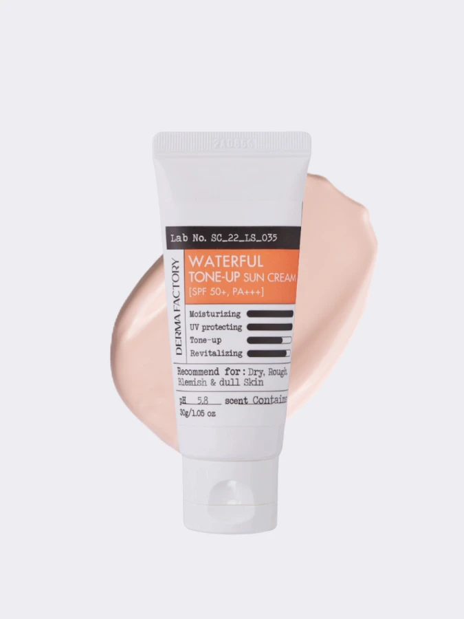 Солнцезащитный крем с экстрактом облепихи Derma Factory Waterful Tone-Up Sun Cream SPF 50+ PA+++