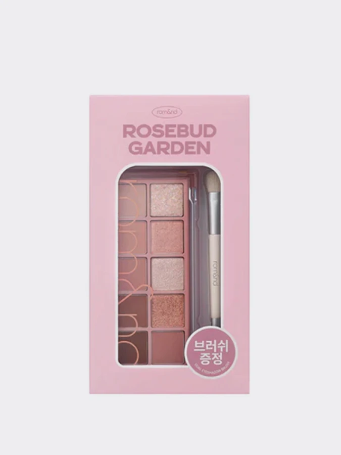 Набор из палетки теней для век в розовых оттенках  век rom&nd Better Than Palette Dual Brush Set 03 Rosebud Garden