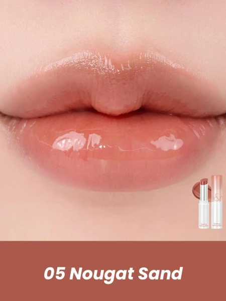 Оттеночный бальзам для губ в орехово-песочном оттенке rom&nd Glasting Melting Balm 05 Nougat Sand