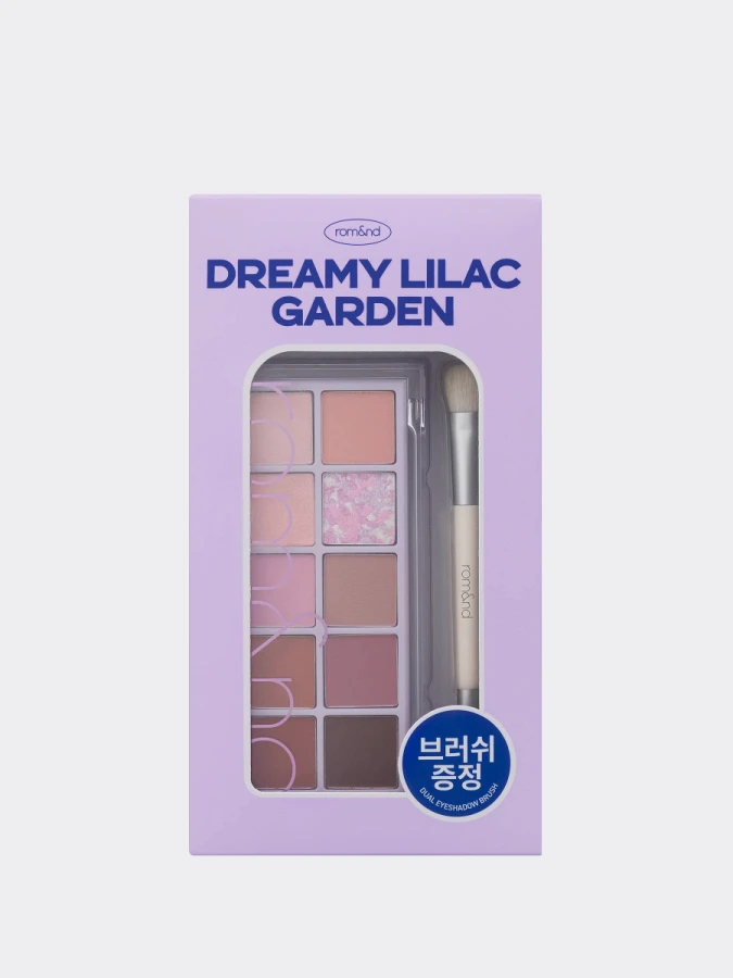 Набор теней для век и кисти для макияжа глаз rom&nd Better Than Palette Dual Brush Set 09 Dreamy Lilac Garden