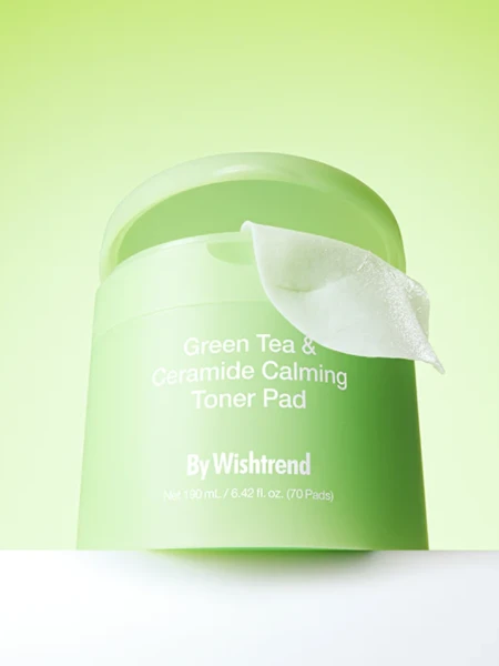Успокаивающие тонер-диски с ПДРН и керамидами By Wishtrend Green Tea&Ceramide Calming Toner Pads