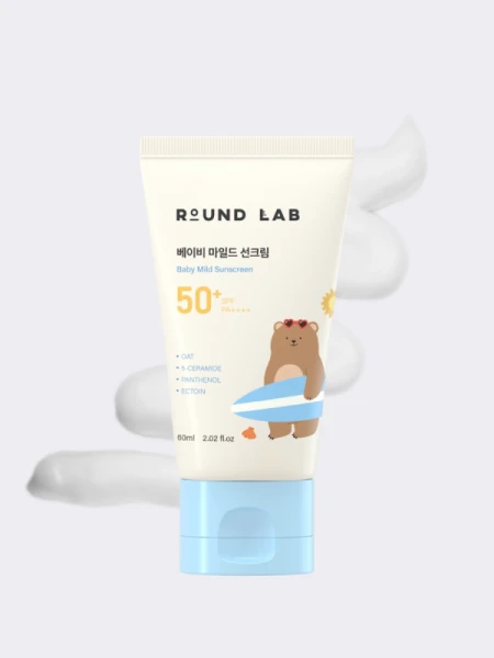 Детский минеральный солнцезащитный крем с керамидами Round Lab Baby Mild Sunscreen SPF50+ PA++++