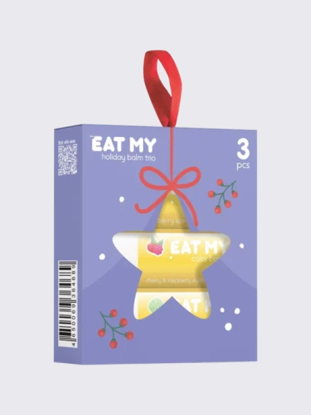 Набор бальзамов для губ с шиммером "Сказочная атмосфера" EAT MY BALM Holiday Balm Trio