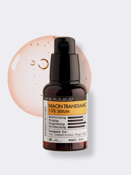 Осветляющая сыворотка для лица с транексамовой кислотой Derma Factory Niacin Tranexamic 13% Serum Осветляющая сыворотка для лица с транексамовой кислотой Derma Factory Niacin Tranexamic 13% Serum