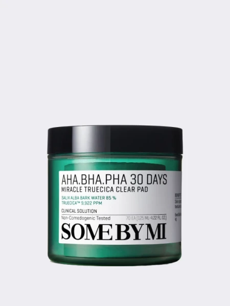 Пилинг-пэды для проблемной кожи с АНА, ВНА и РНА кислотами Some By Mi AHA BHA PHA 30 Days Miracle Truecica Clear Pad Пилинг-пэды для проблемной кожи с АНА, ВНА и РНА кислотами Some By Mi AHA BHA PHA 30 Days Miracle Truecica Clear Pad