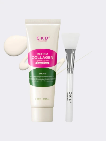 Набор: разглаживающая маска-плёнка + кисть CKD Retino Collagen Small Molecule 300 Tightening Cream Pack