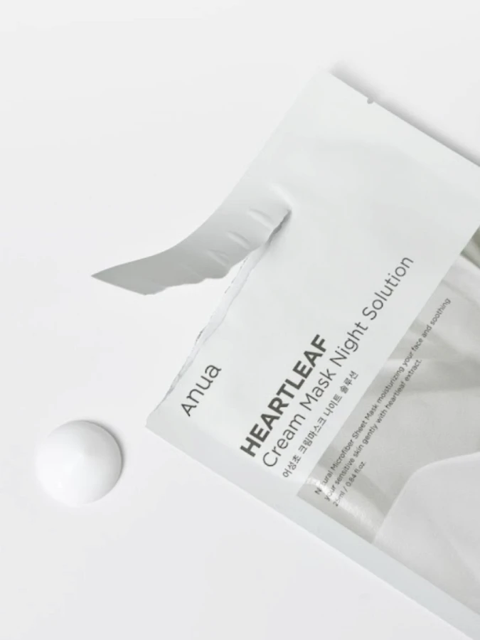 Набор укрепляющих тканевых масок для лица с керамидами ANUA Heartleaf Cream Mask Night Solution Set