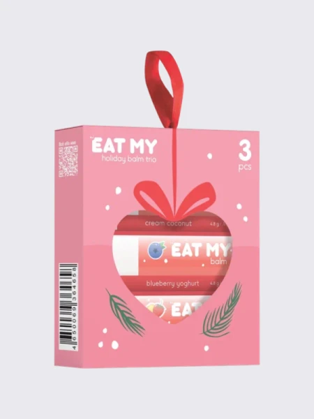 Набор бальзамов для губ с шиммером "Снежная нежность" EAT MY BALM Holiday Balm Trio