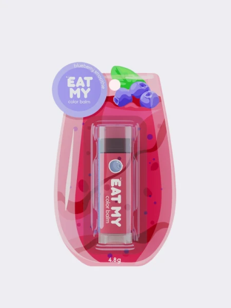 Оттеночный бальзам для губ "Черничный смузи" EAT MY Color Balm Blueberry Smoothie