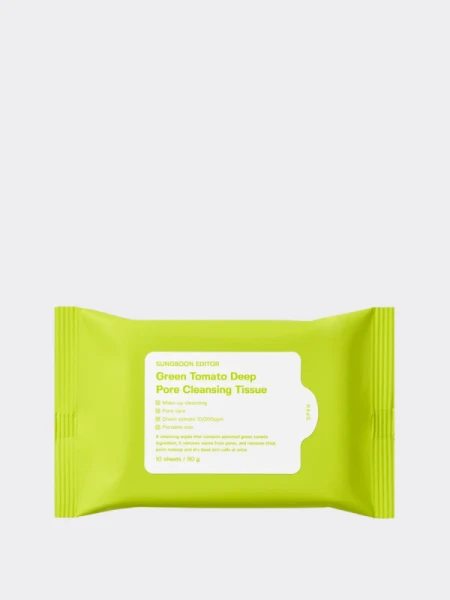 Очищающие салфетки для снятия макияжа Sungboon Editor Green Tomato Deep Pore Cleansing Tissue
