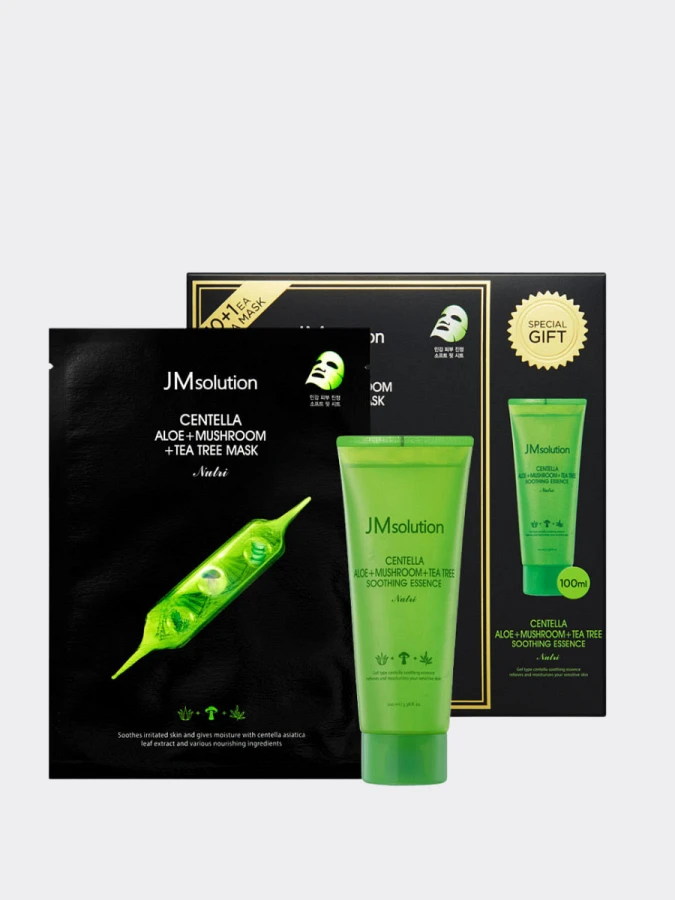 Набор успокаивающих тканевых масок и эссенции JMsolution Centella Aloe Mushroom Tea Tree