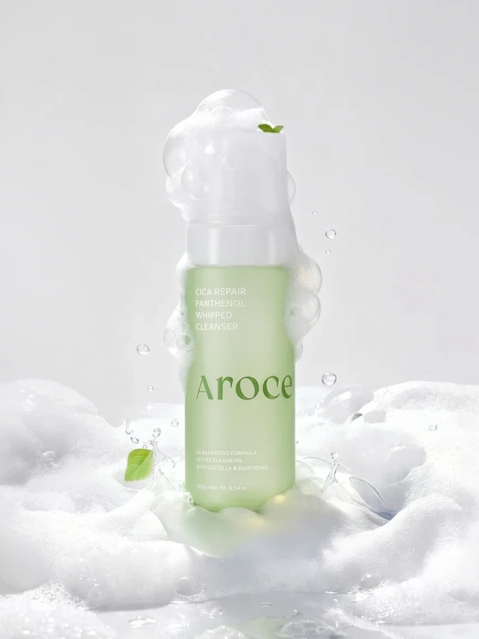 Двухфазная очищающая пенка-мусс с центеллой и пантенолом Arocell Cica Repair Panthenol Whipped Cleanser