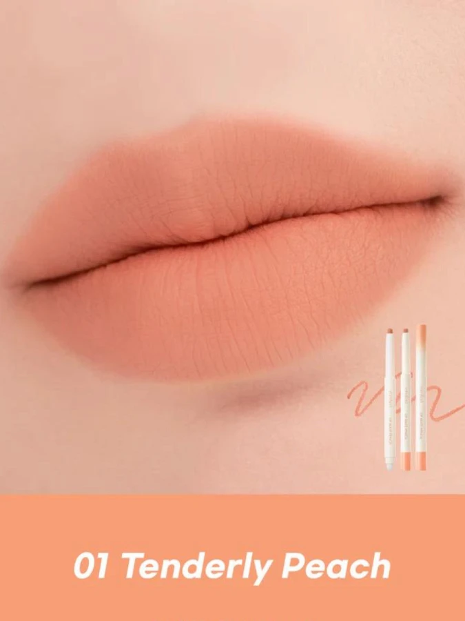 Матовый карандаш для губ в персиковом оттенке rom&nd Lip Mate Pencil 01 Tenderly Peach