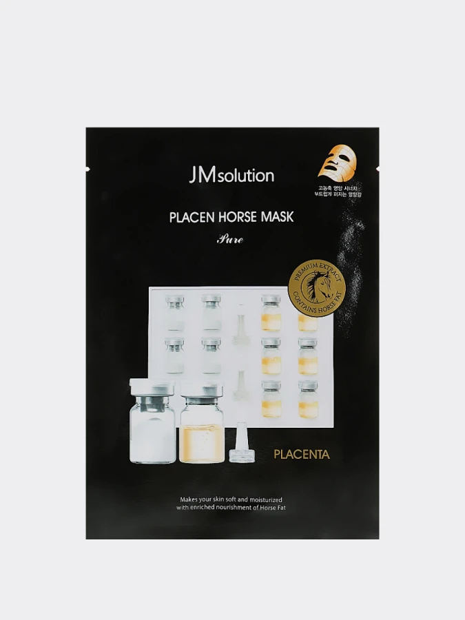 Антивозрастная тканевая плацентарная маска для лица с лошадиным жиром JMsolution Placen Horse Mask