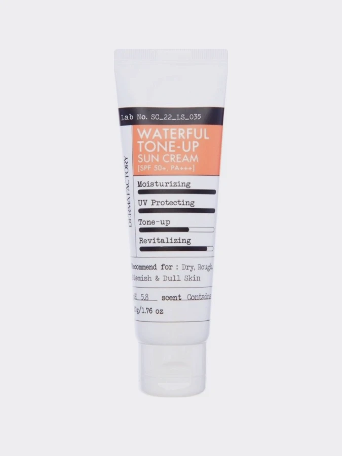 Солнцезащитный крем с экстрактом облепихи MAXI Derma Factory Waterful Tone-Up Sun Cream SPF 50+ PA+++