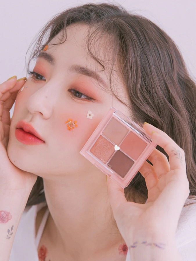 Мини-палетка теней в тёплых розовых оттенках rom&nd Better Than Eyes 01 Dry Mango Tulip