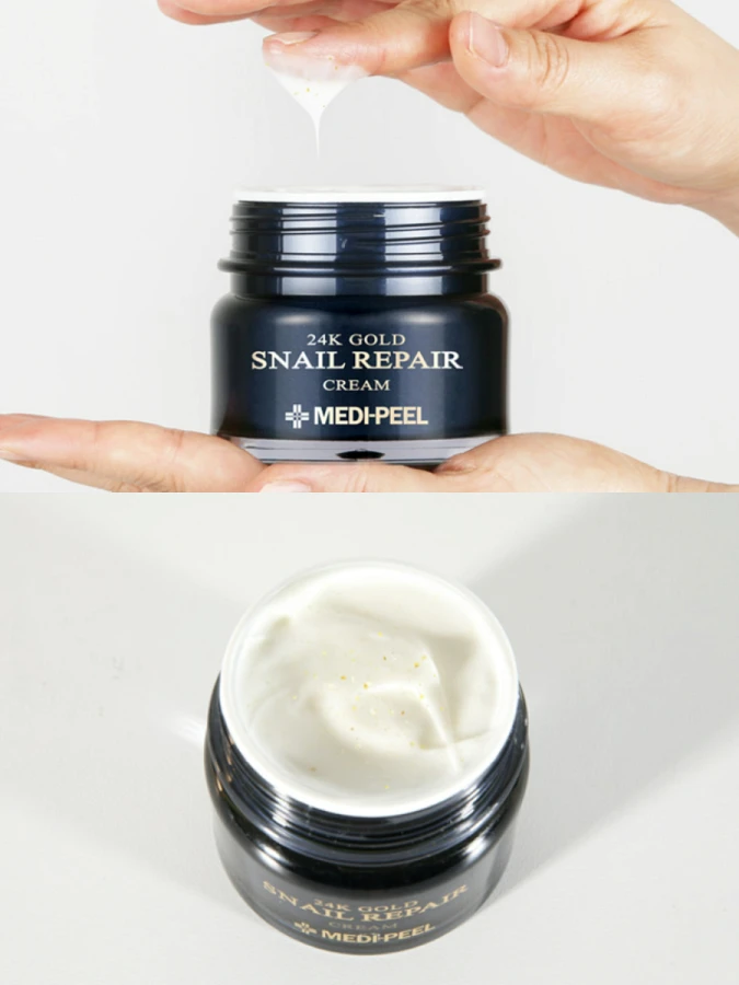 Разглаживающий премиум крем с муцином улитки и золотом MEDI-PEEL 24K Gold Snail Repair Cream