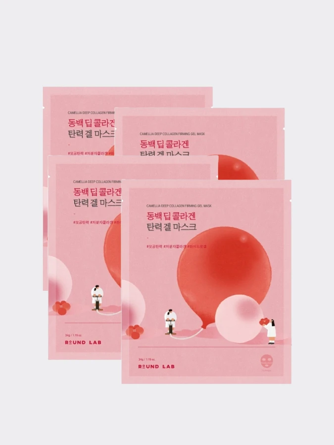 Набор гидрогелевых масок для лица с экстрактом камелии Round Lab Camellia Deep Collagen Firming Gel Mask Set