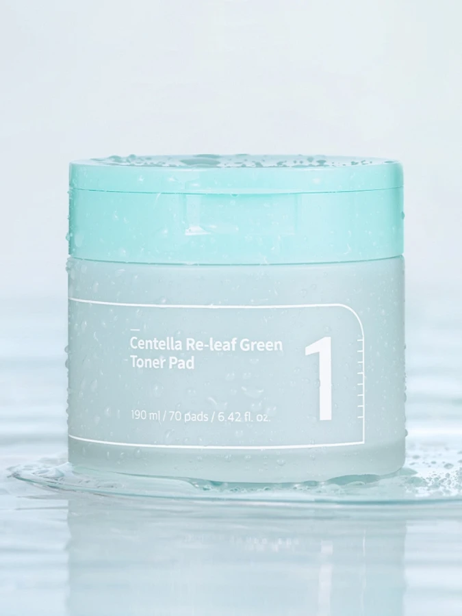 Успокаивающие тонер-диски для лица с экстрактом центеллы Numbuzin No.1 Centella Re-Leaf Green Toner Pad