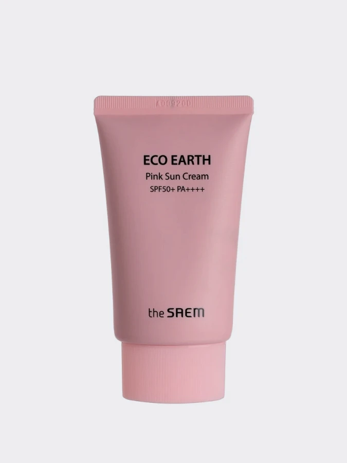 Солнцезащитный крем с каламином The Saem Eco Earth Pink Sun Cream SPF 50+ PA++++