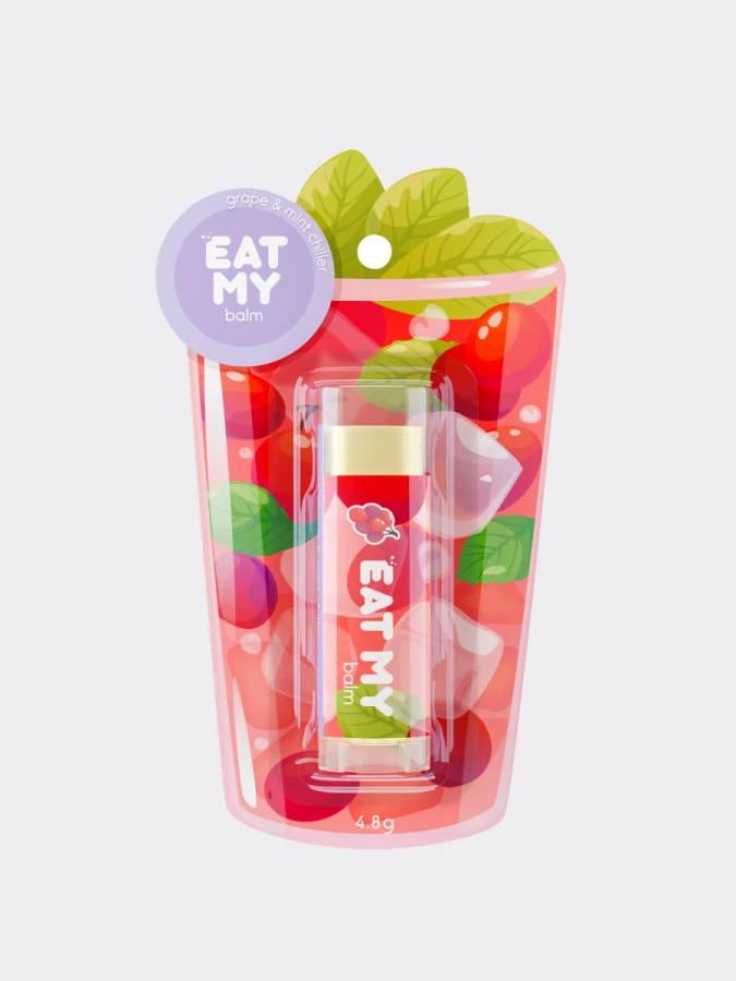 Бальзам для губ с ароматом "Виноградно-мятный чиллер" EAT MY BALM Aftersun Grape & Mint Chiller