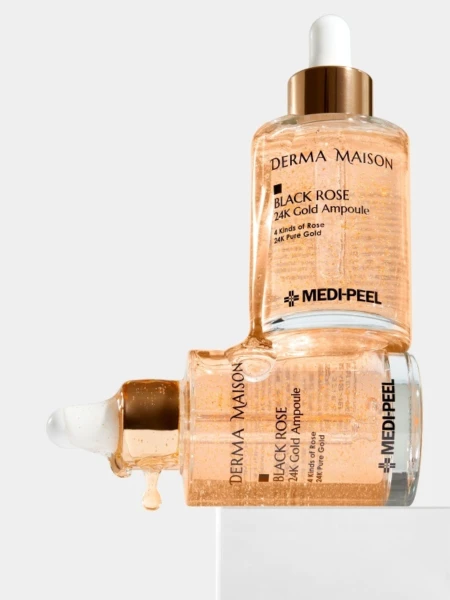 Разглаживающая ампульная сыворотка с экстрактом розы и золотом MEDI-PEEL Derma Maison Black Rose 24K Gold Ampoule
