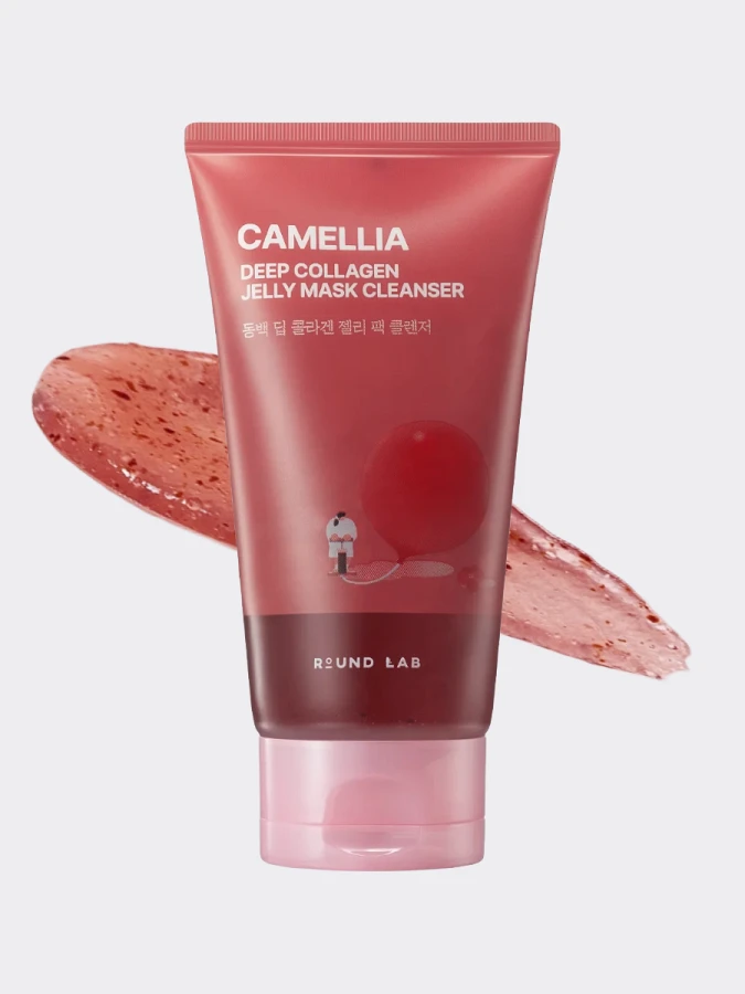 Очищающая маска-пенка с экстрактом камелии Round Lab Camellia Deep Collagen Jelly Mask Cleanser