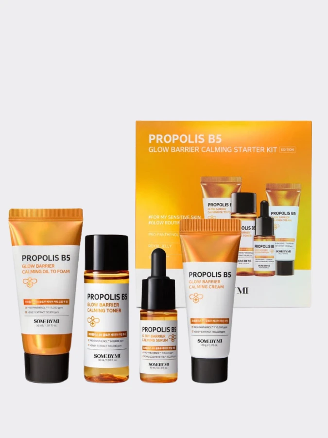 Набор миниатюр с прополисом для путешествий Some By Mi Propolis B5 Glow Barrier Calming Starter Kit