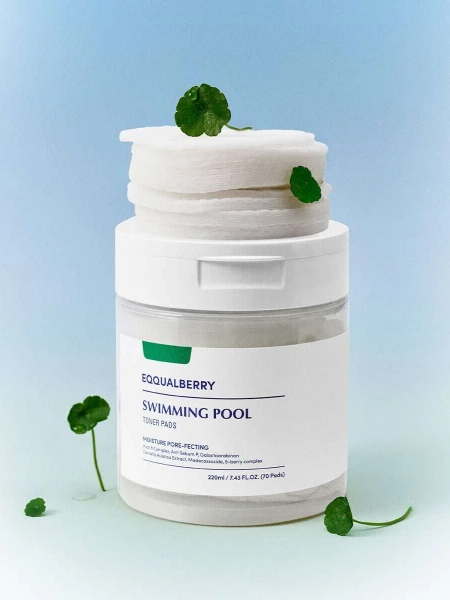 Увлажняющие тонер-диски с экстрактом центеллы EQQUALBERRY Swimming Pool Toner Pads