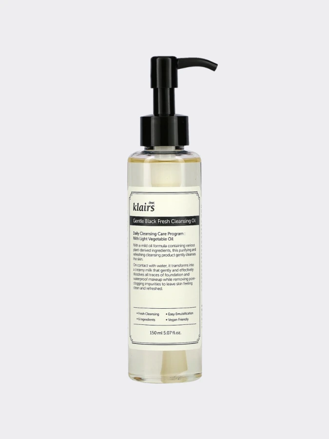 Освежающее гидрофильное масло Dear, Klairs Gentle Black Fresh Cleansing Oil