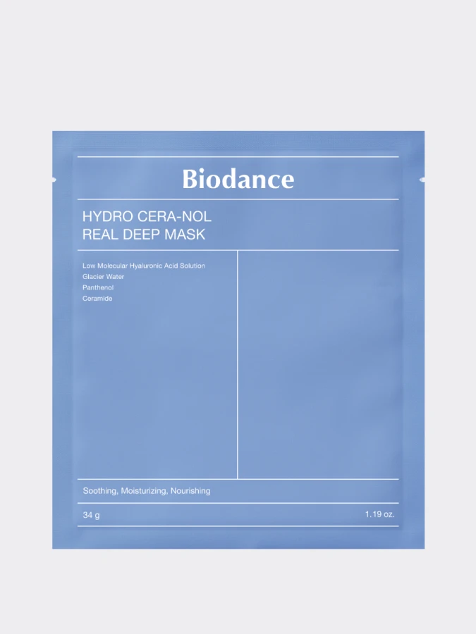 Восстанавливающая гидрогелевая маска с пантенолом и керамидами Biodance Hydro Cera-nol Real Deep Mask
