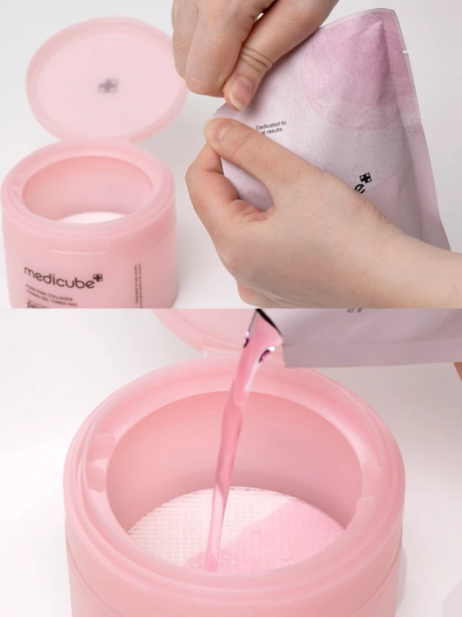 Укрепляющие гелевые тонер-диски с коллагеном и ПДРН Medicube PDRN Pink Collagen Toning Gel Toner Pad