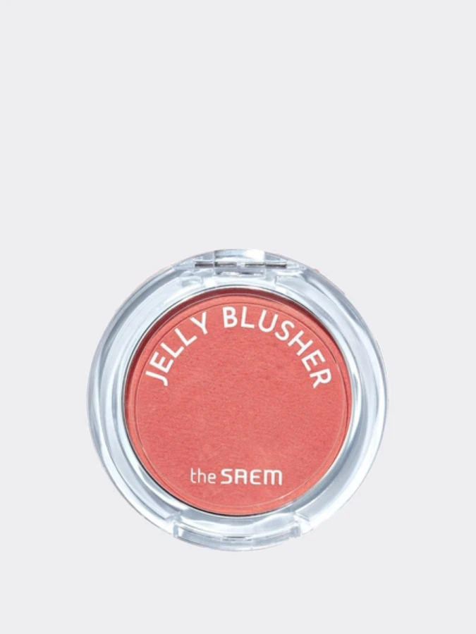 Мягкие румяна с сияющим финишем в персиковом оттенке The Saem Jelly Blusher CR01 Peach Crush