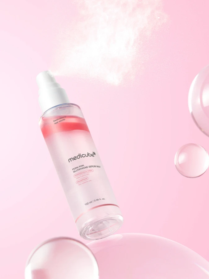 Двухфазный тонизирующий серум-мист для лица с глутатионом и ПДРН Medicube PDRN Pink Glutathione Serum Mist