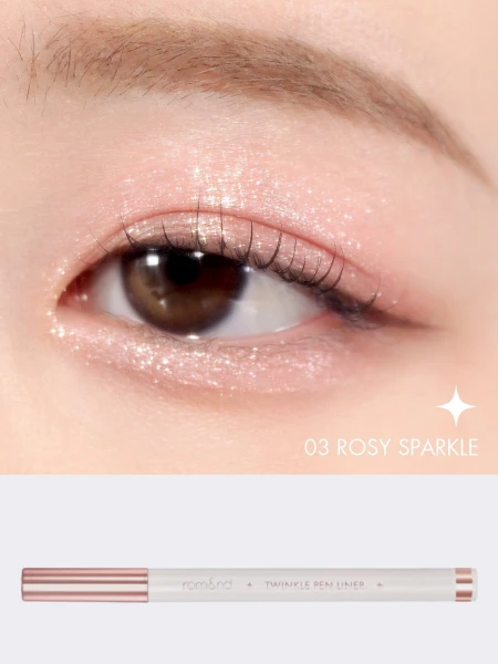 Сияющая подводка для век в розовом оттенке rom&nd Twinkle Pen Liner 03 Rosy Sparkle