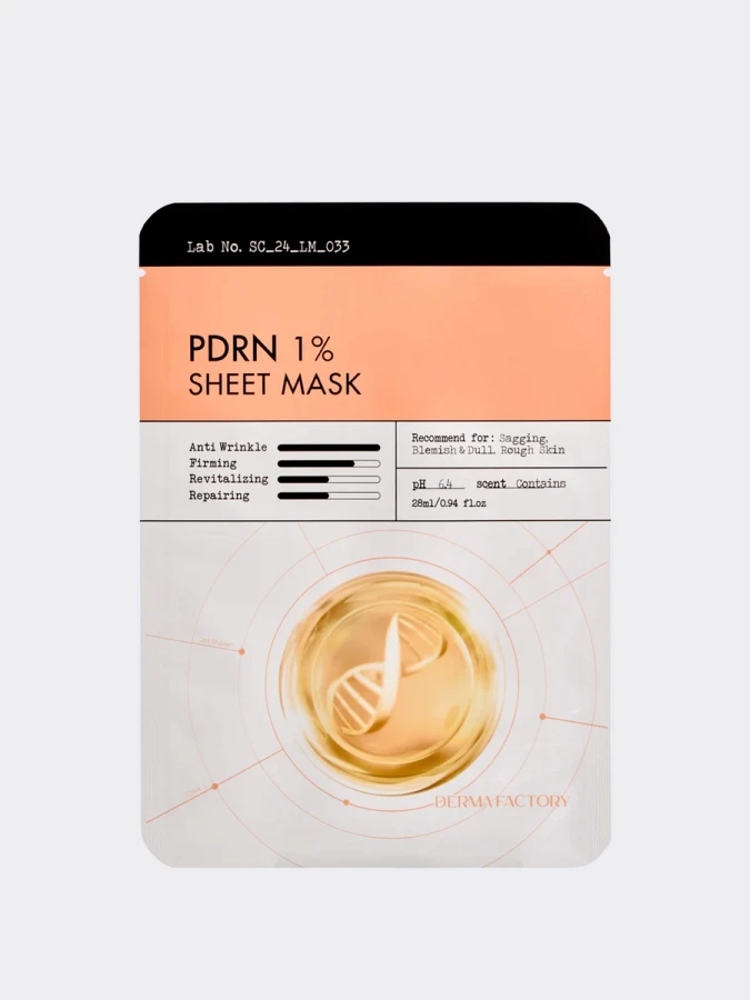 Восстанавливающая тканевая маска с ПДРН для упругости кожи Derma Factory PDRN 1% Sheet Mask