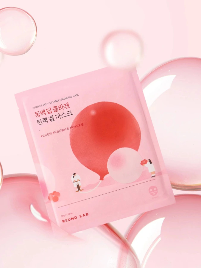 Укрепляющая гидрогелевая маска для лица с экстрактом камелии Round Lab Camellia Deep Collagen Firming Gel Mask