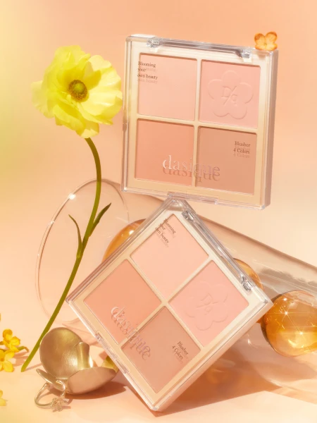Палетка спрессованных румян в золотистых оттенках Dasique Blending Mood Cheek #12 Golden Flower