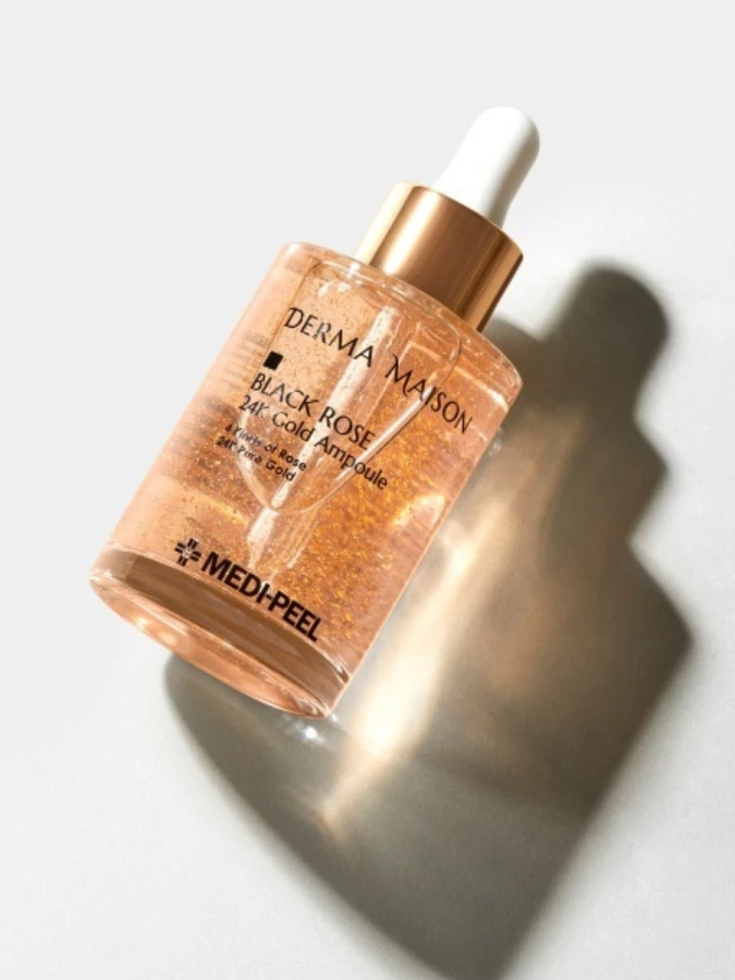 Разглаживающая ампульная сыворотка с экстрактом розы и золотом MEDI-PEEL Derma Maison Black Rose 24K Gold Ampoule