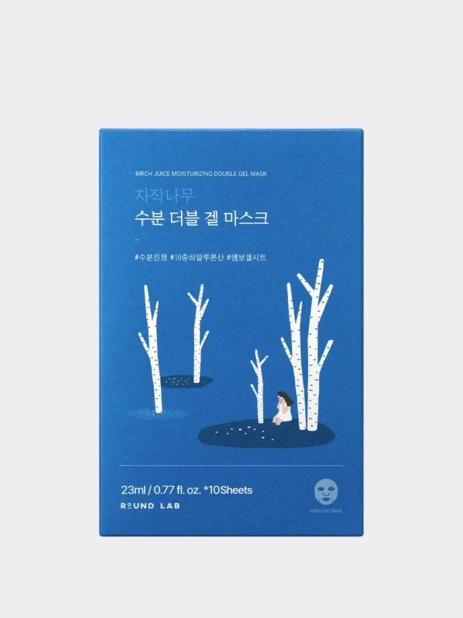 Набор усиленных смягчающих тканевых масок с берёзовым соком Round Lab Birch Juice Moisturizing Double Gel Mask