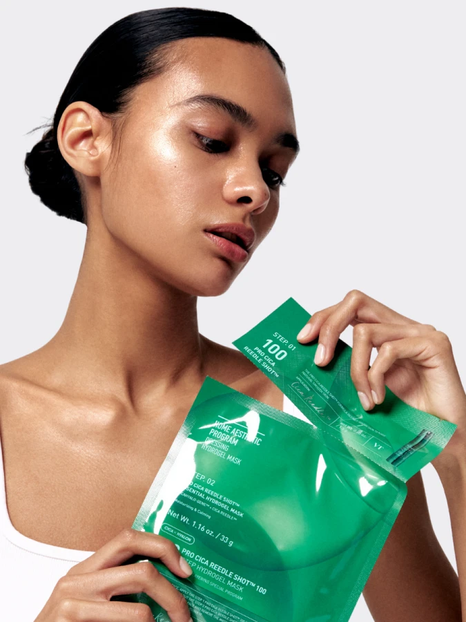 Успокаивающая маска-бустер со спикулами и экстрактом центеллы VT PRO Cica Reedle Shot 100 2-Step Hydrogel Mask